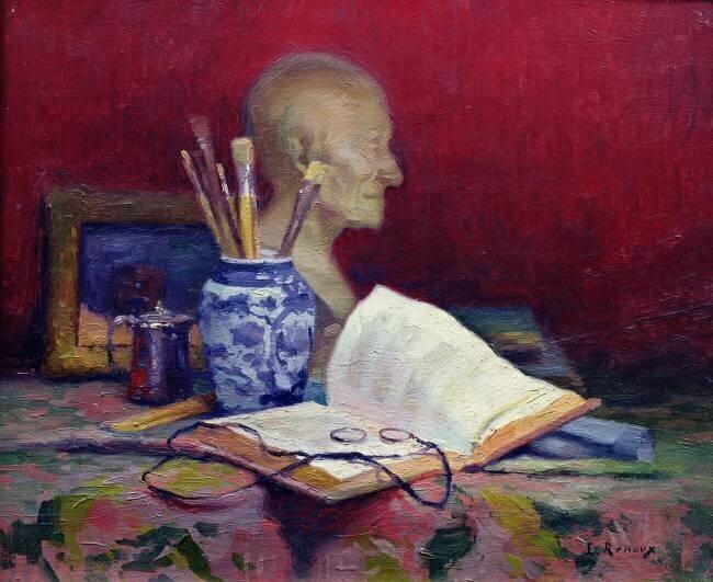 Still Life with Head of Voltaire Jules Ernest Renoux