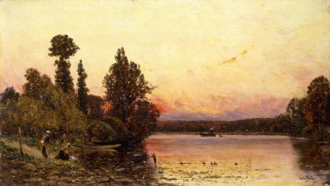 Sunset at the River's Edge Hippolyte Camille Delpy