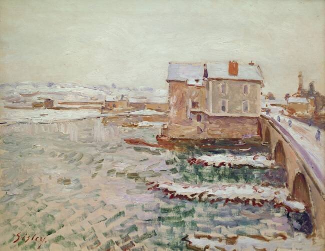 The Moret Bridge during the winter of 1889 Alfred Sisley