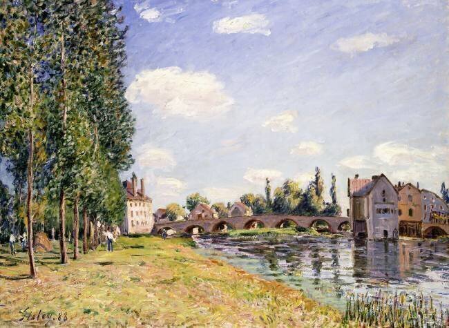 The Moret Bridge in the summer Alfred Sisley