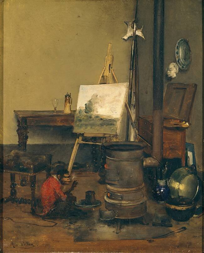 The Painter's Monkey Antoine Vollon