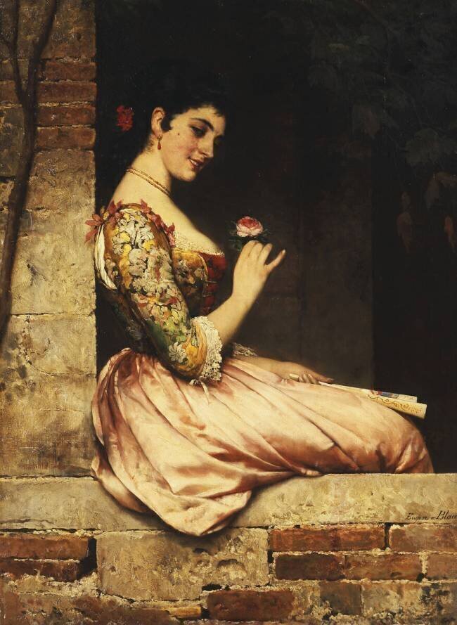 The Pink Rose Eugene Von Blaas