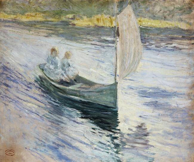 Two Children in a Sailboat John Henry Twachtman