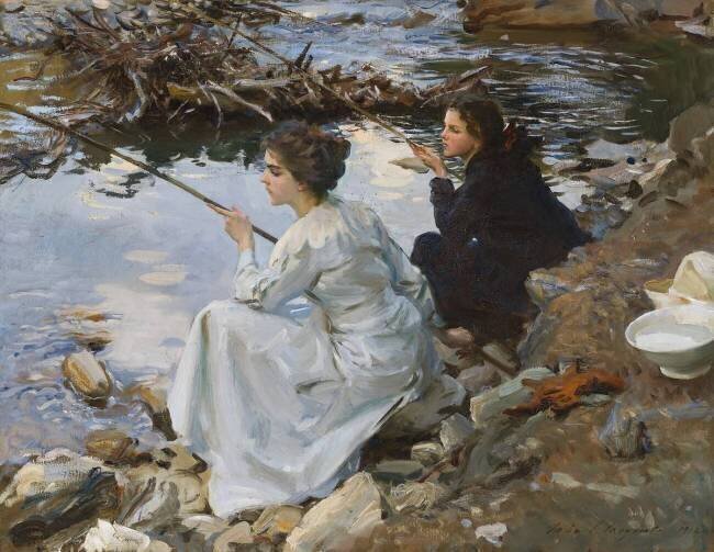 Two Girls Fishing John Singer Sargent