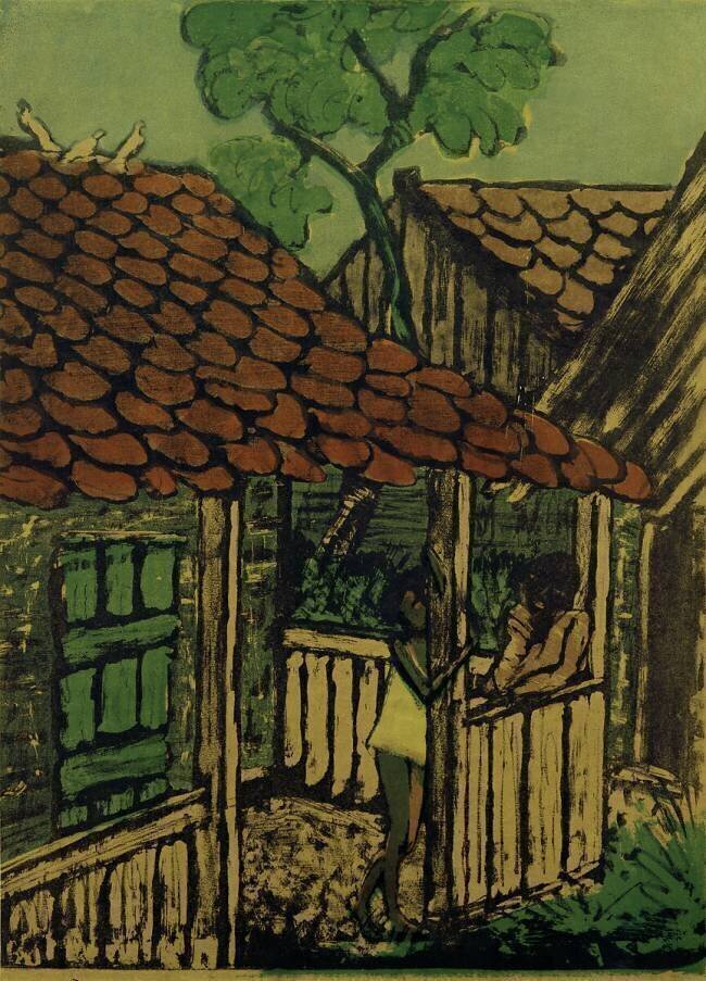 Two Little Gypsies in front of a hut Otto Mueller