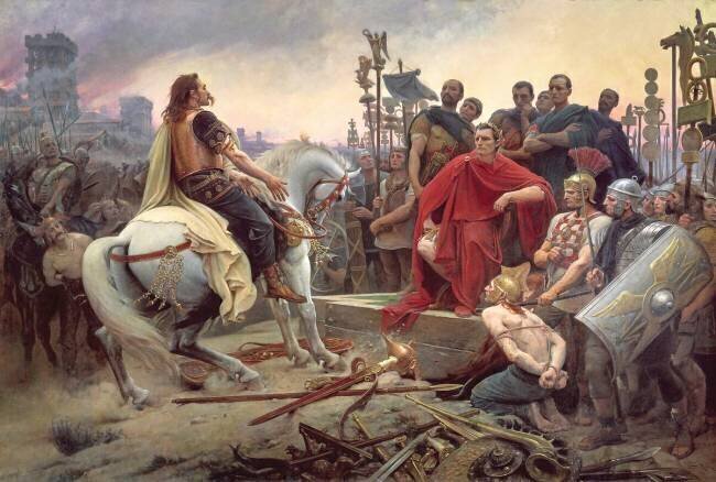 Vercingetorix throws down his arms at the feet of Julius Caesar Lionel Noel Royer