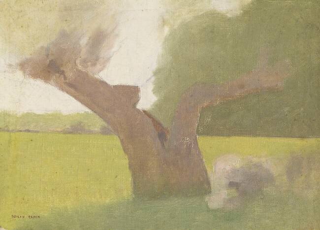 Vieil arbre dans une prairie Odilon Redon