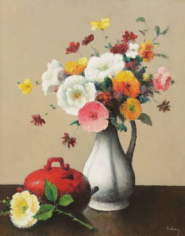 White vase and red box Felix Elie Tobeen
