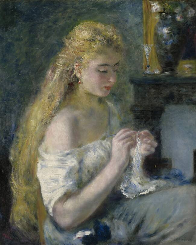 Woman Crocheting Auguste Renoir