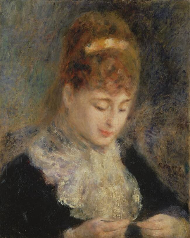 Woman Crocheting Auguste Renoir