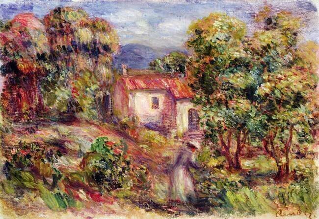 Woman picking Flowers in the Garden of Les Colettes at Cagnes Auguste Renoir