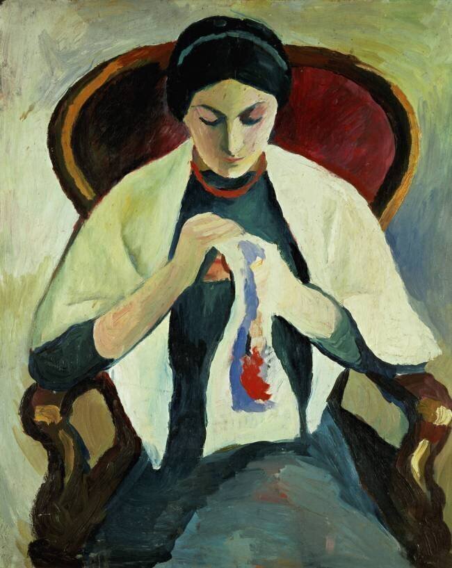 Woman Sewing August Macke
