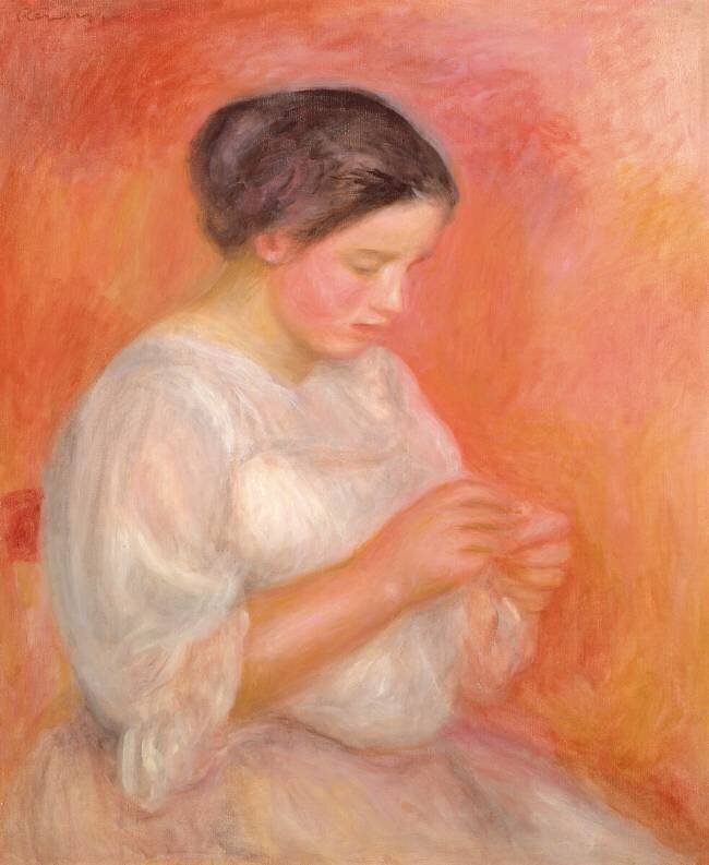Woman Sewing Auguste Renoir