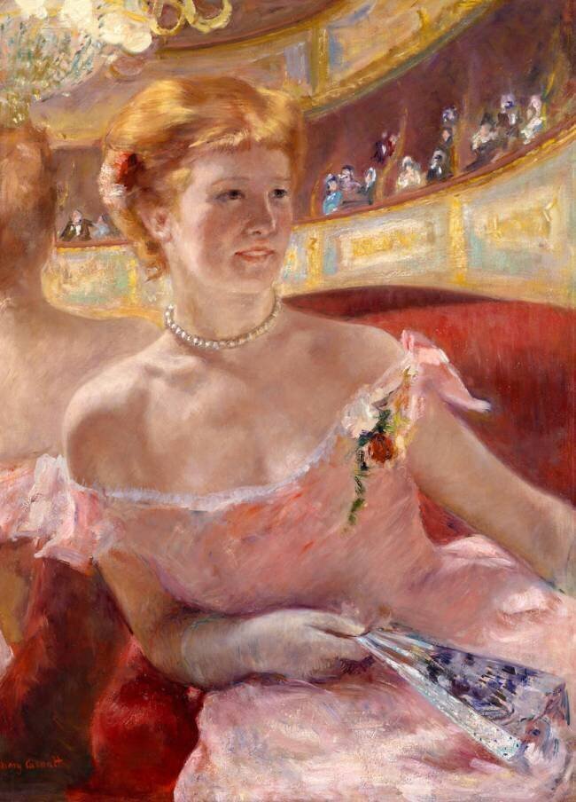 Woman with a Pearl Necklace in a Loge Mary Cassatt
