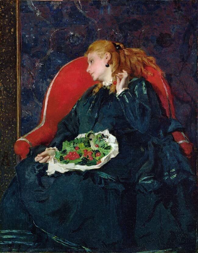 Woman with Cherries Alfred Stevens