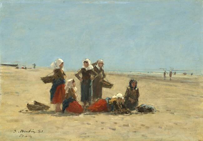 Women on the Beach at Berck Eugène Boudin
