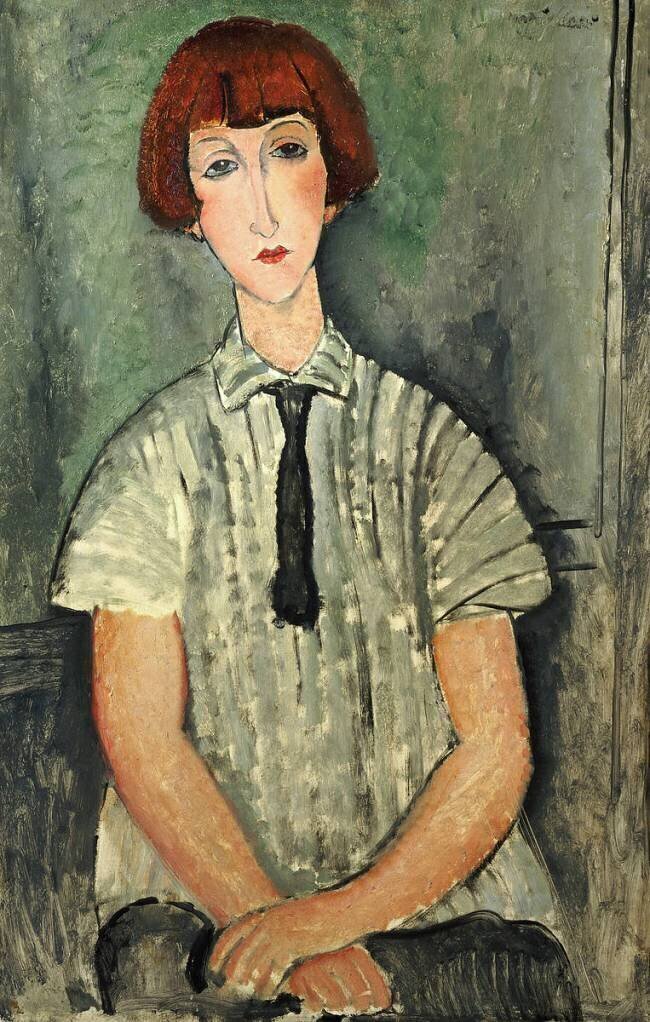 Young Girl in a Striped Shirt Amedeo Modigliani