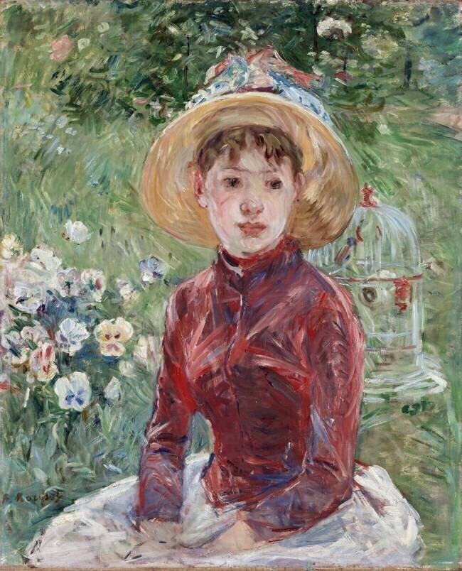 Young Girl on the Grass. The Red Bodice  Berthe Morisot