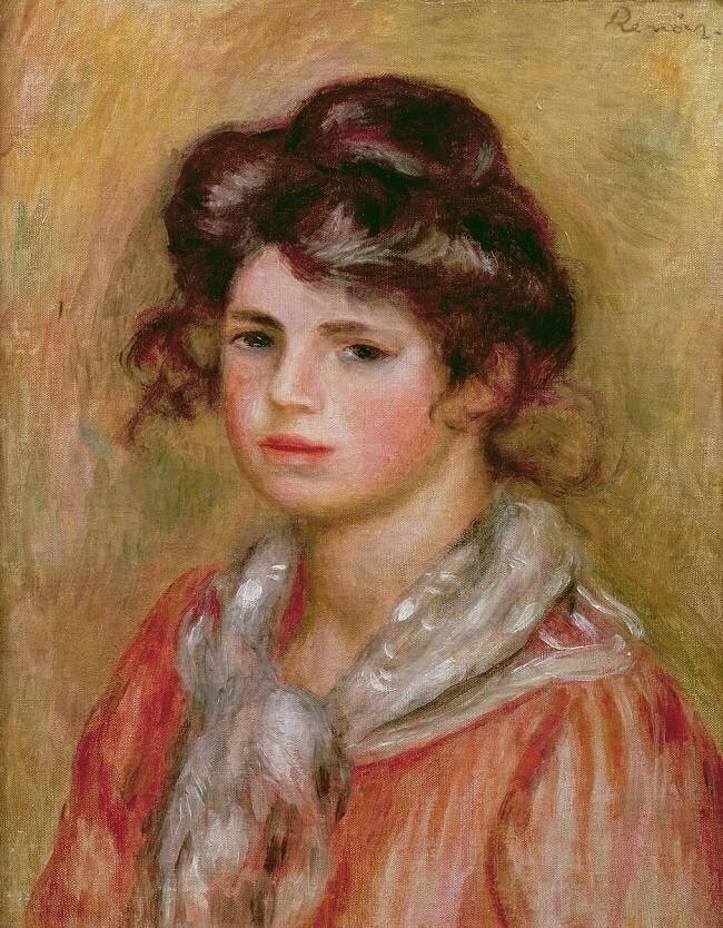 Young Girl with a White Handkerchief Auguste Renoir