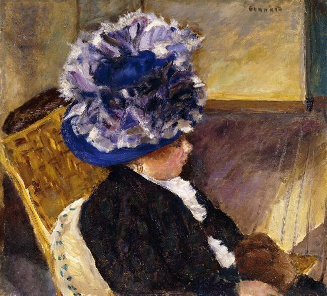 Young Woman in a Blue Hat Pierre Bonnard