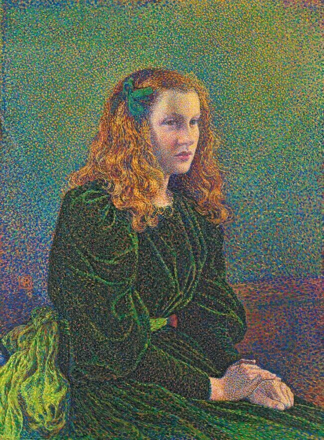 Young Woman in Green Dress Theo van Rysselberghe