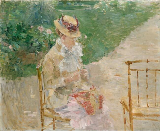 Young woman knitting Berthe Morisot