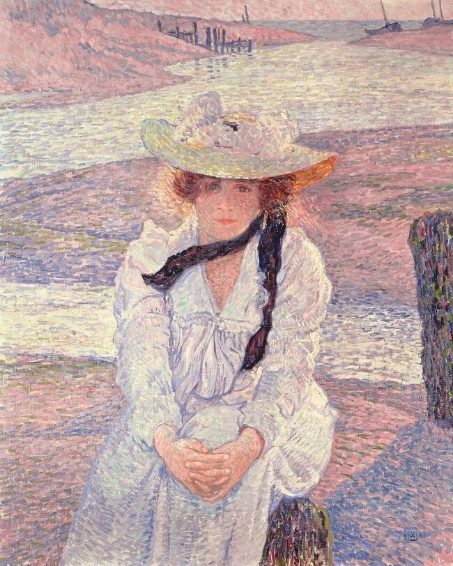 Young Woman on the Banks of the Greve River Theo van Rysselberghe