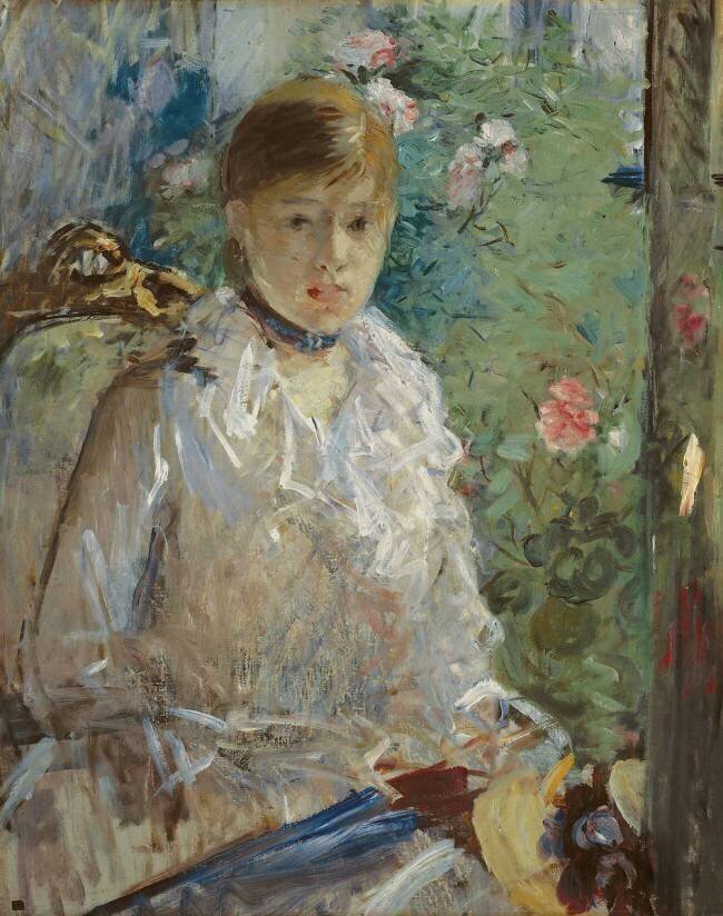Young Woman sitting in front of a Window : Summer Berthe Morisot