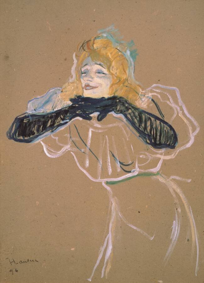 Yvette Guilbert  singing 'Linger, Longer, Loo'  Henri de Toulouse-Lautrec