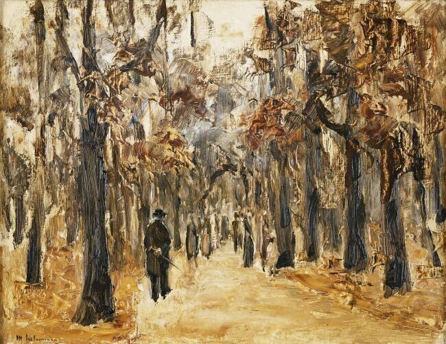 Zoological Gardens in Autumn with Figures Walking Max Liebermann