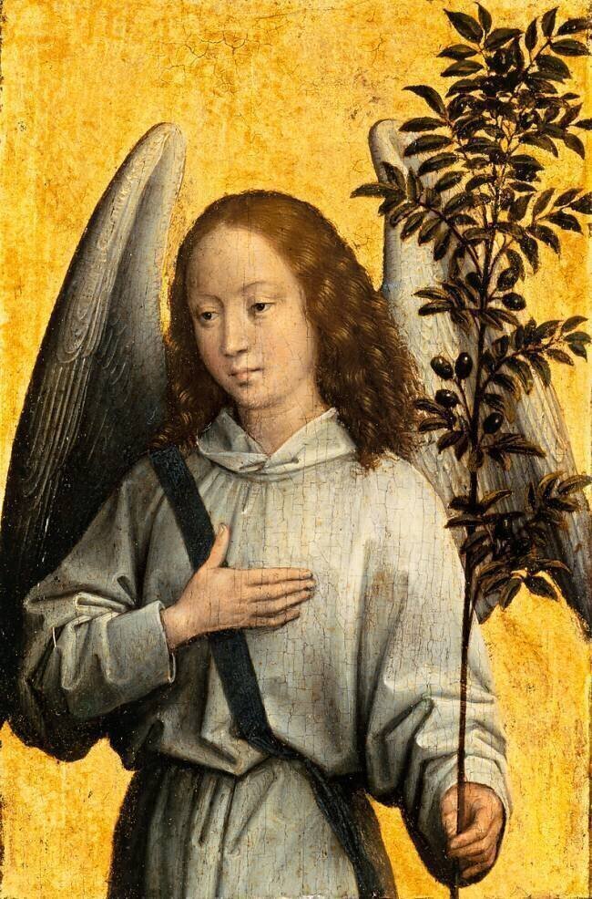 Ange tenant un rameau d'olivier Hans Memling