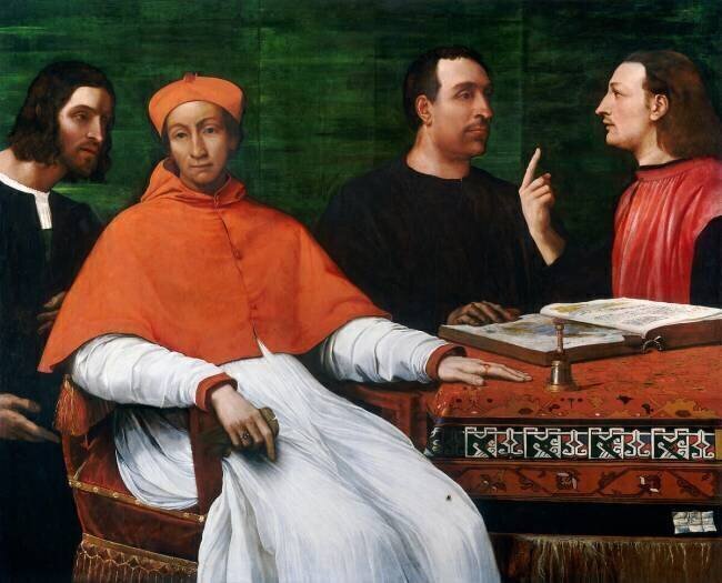 Cardinal Bandinello Sauli, His Secretary, and Two Geographers Sebastiano del Piombo