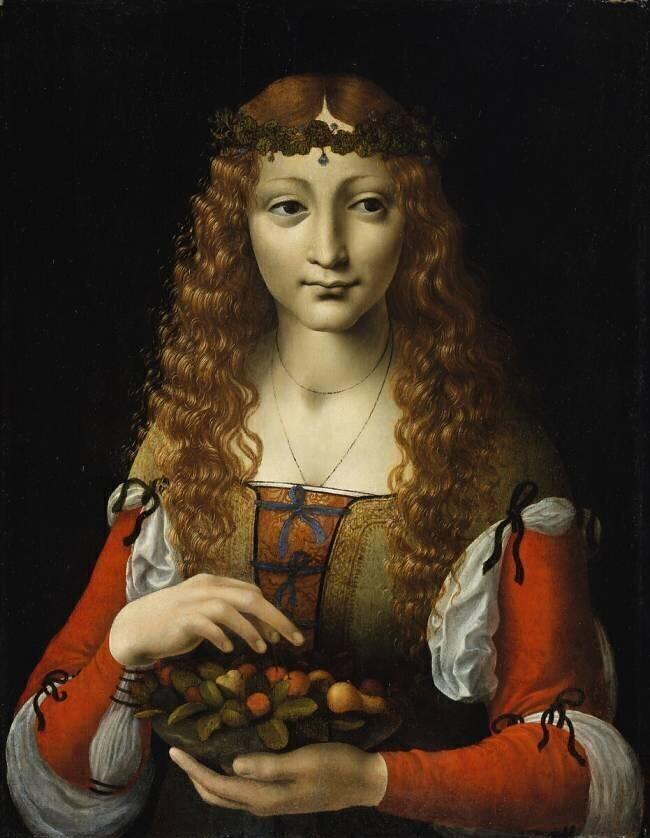 Girl with Cherries Giovanni Ambrogio de Predis