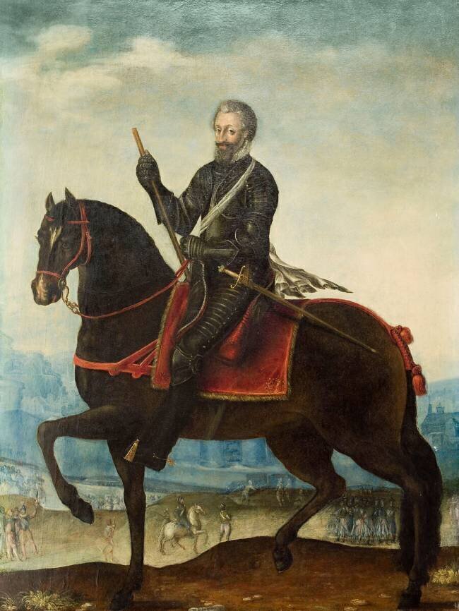 Henri IV en armure devant une ville Martin Le Bourgeois