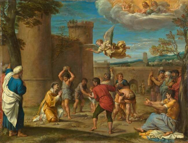 La lapidation de Saint Etienne Agostino Carracci