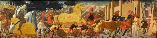 Panneau de cassone : le cheval de Troie Lo Scheggia