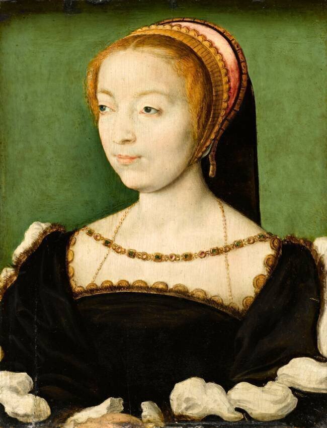 Portrait présumé de Louise de Rieux, dame d'Ancenis (avec cadre) Corneille de Lyon