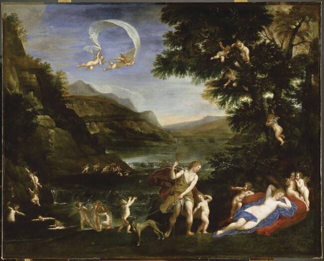 Adonis conduit près de Vénus ou l'Eau L'Albane