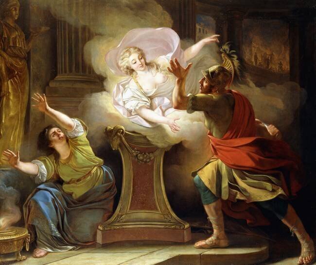 Énée poursuivant Hélène dans le temple de Vesta Pierre Lacour