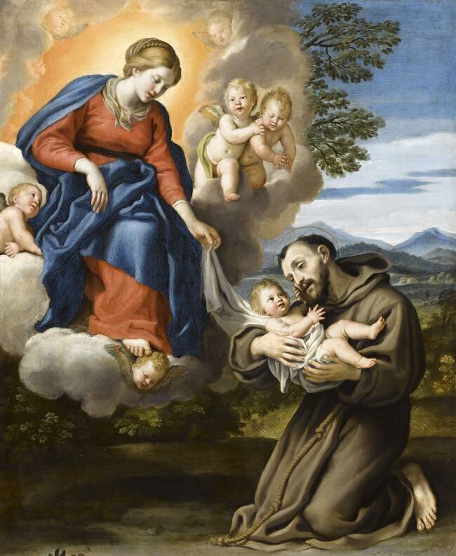 Apparition de la Vierge à l'Enfant à Saint François d'Assise Le Dominiquin
