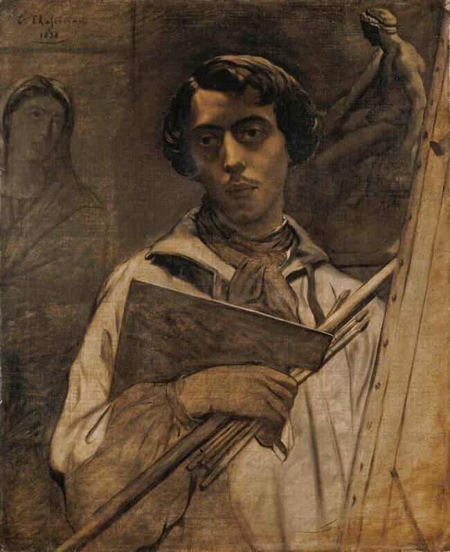 Autoportrait de l'artiste tenant une palette Théodore Chasseriau
