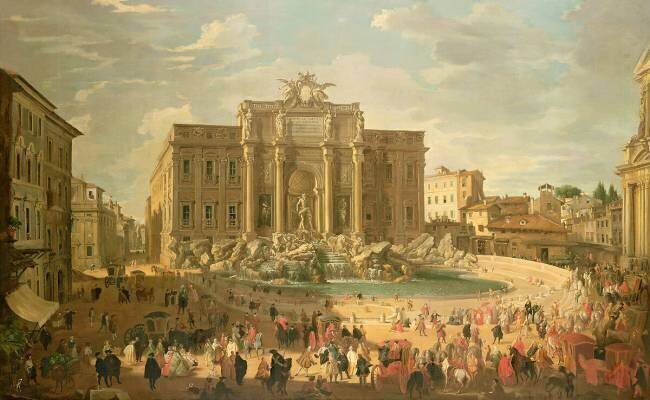 Benoît XIV visitant la fontaine de Trevi Giovanni Paolo Pannini
