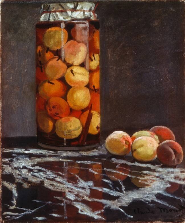 Bocal de pêches Claude Monet
