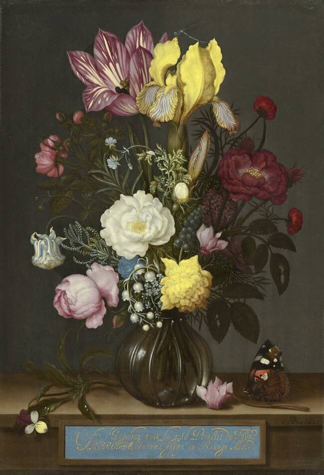 Bouquet de fleurs dans un vase en verre Ambrosius Bosschaert