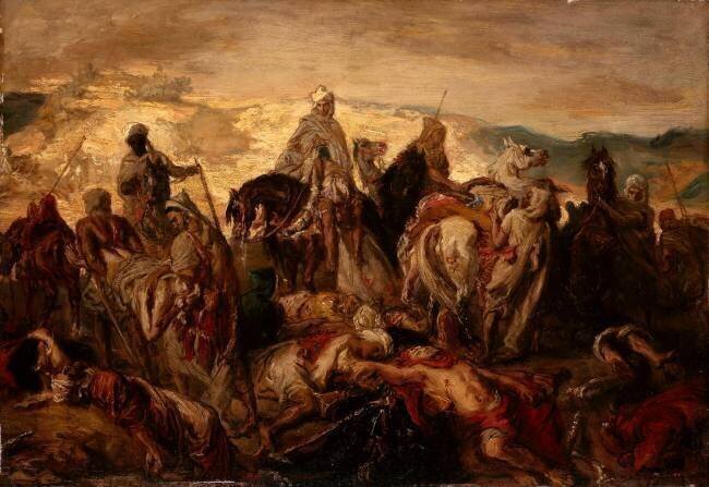 Cavalier arabes emportant leurs morts après une affaire contre des spahis Théodore Chasseriau