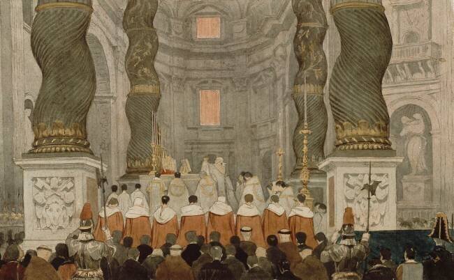 Cérémonie pontificale à Saint-Pierre-de-Rome sous le Baldaquin du Bernin Jean-Auguste-Dominique Ingres