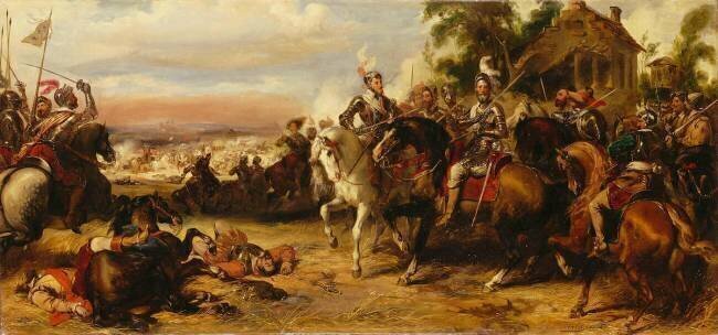 Combat de Fontaine-Française remporté par Henri IV sur les espagnols et les troupes de la Ligue, le 5 juin 1595 Eugène Devéria