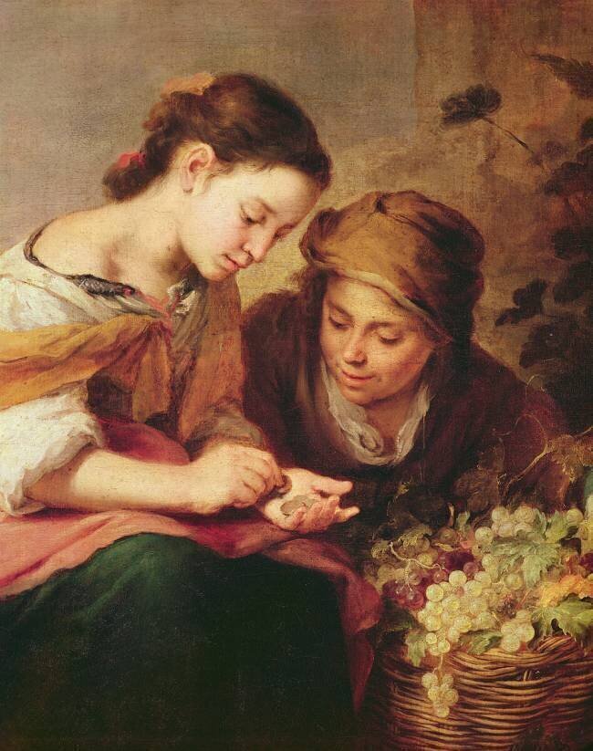 Détail de La petite vendeuse de fruits Bartolomé Esteban Murillo