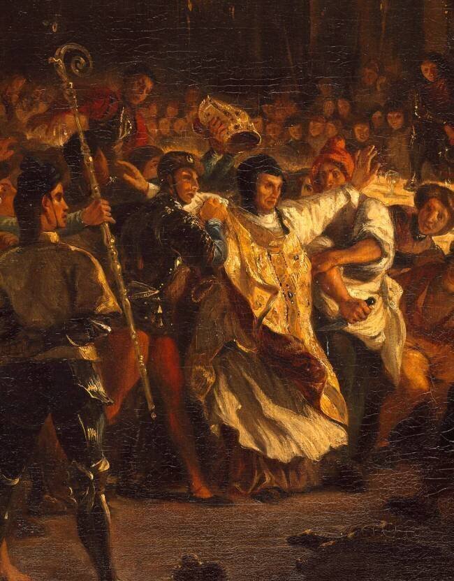 Détail de "L'Assassinat de l'évêque de Liège" Eugène Delacroix
