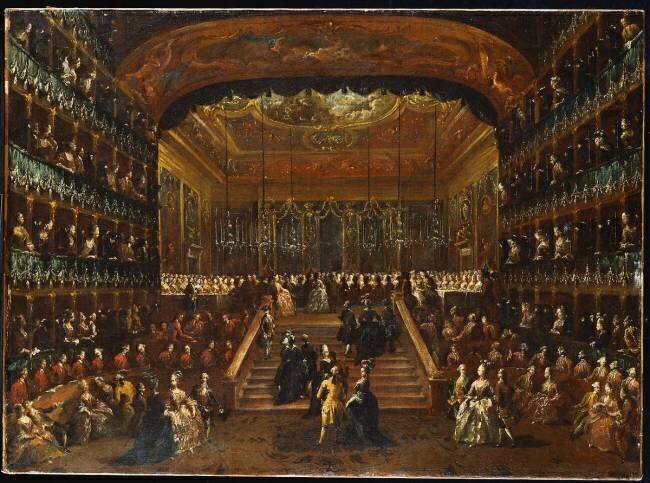 Dîner et le Bal dans le théâtre San Benedetto de Venise, en l'honneur du Comte du Nord, 22 janvier 1782 Francesco Guardi